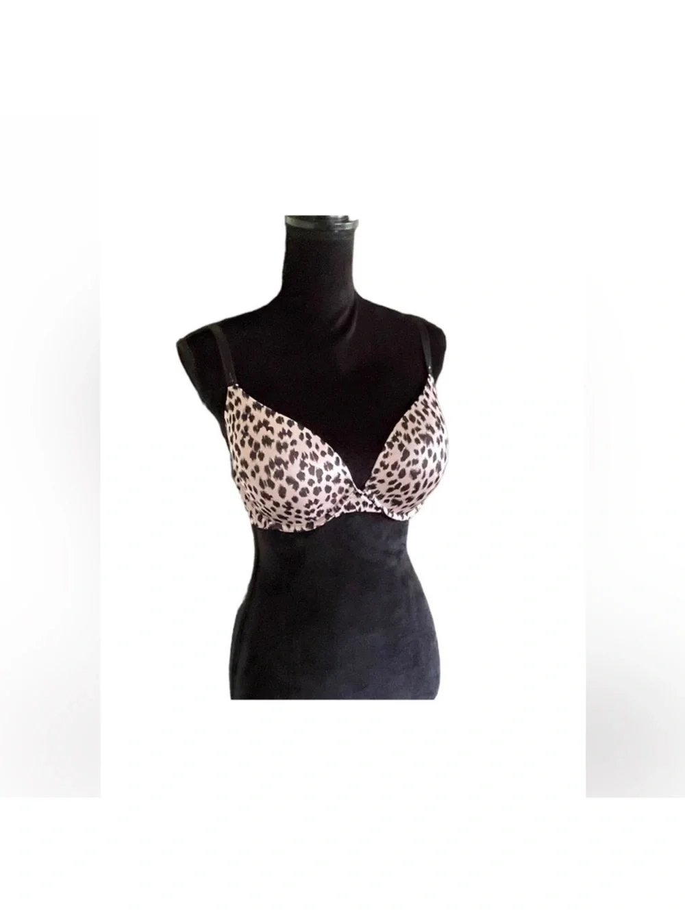 Victoria’s Secret black nude leopard print Demi Uplift underwire lingerie bra36D - Picture 3 of 15